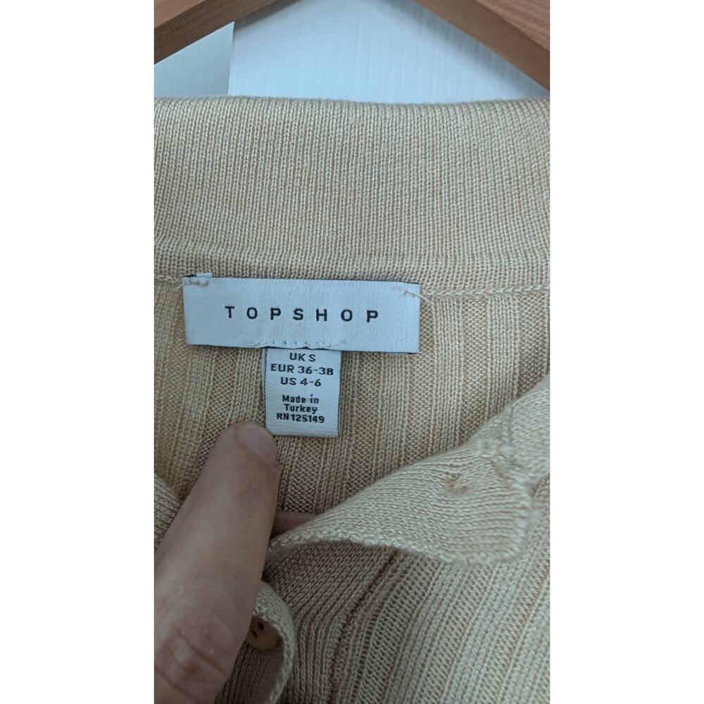 TOPSHOP Collar Top In Stone - Picture 4 of 7